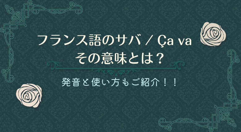 フランス語の サバ の意味は どういうときに使うの 外大 Net