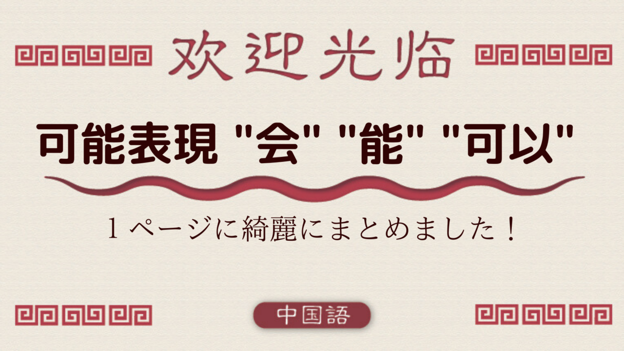 中国語文法基礎 可能の助動詞 会 能 可以 できる 外大 Net